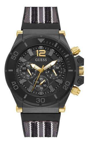 Reloj Caballero Marca Guess Reloj Pulsera Color De La Correa Negro Color Del Bisel Negro Metálico Color Del Fondo Negro