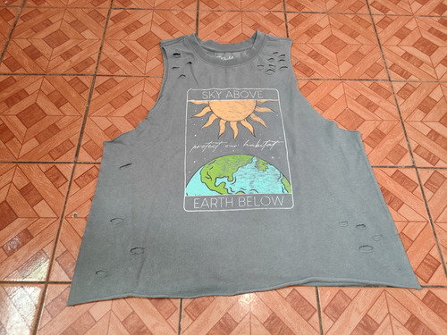 Playera Gris De Moda Talla Mediana Sin Mangas 