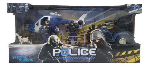 Set De Policia Figuras Articuladas Y Vehiculos ELG 99345