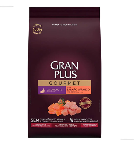 Ração Seca Filhote Gato Gran Plus Gourmet Salmão Frango 3kg 35% Proteína