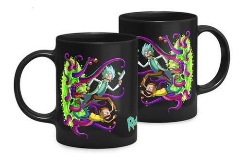 Caneca Preta Rick And Morty No Portal