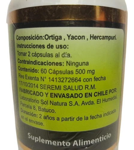 Diabe-3 60 Capsulas 500mg- Regulador De Azúcar