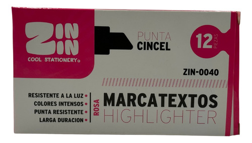 12 Marcatextos Rosa Resaltador Punta Cincel Tipo Sharpie