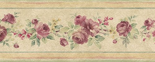 Cenefa Papel Pintado Mini Victoriano Acuarela Rosa Floral Te