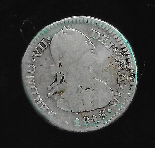 Colombia Nuevo Reino 1 Real 1818 F.j Plata Mb