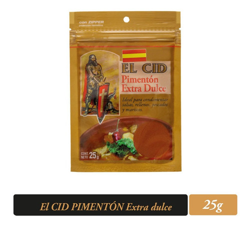 Pimentón Español  El Cid  Dulce El Castillo Zipper 25 Grs