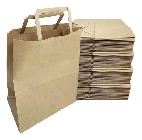 Bolsa De Papel Madera Con Manija Kraft 41x30x12 X100u