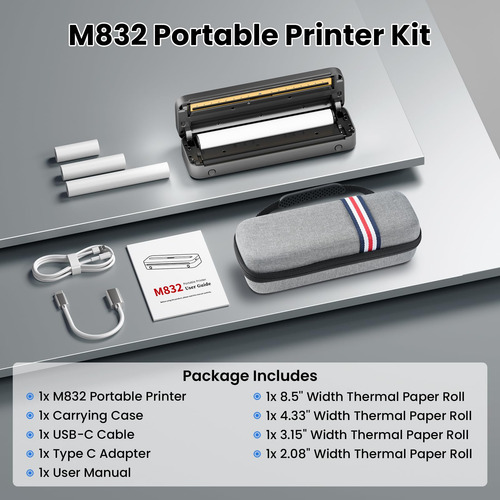 Impressora Portátil Phomemo M832 Térmica Sem Tinta Com Estoj
