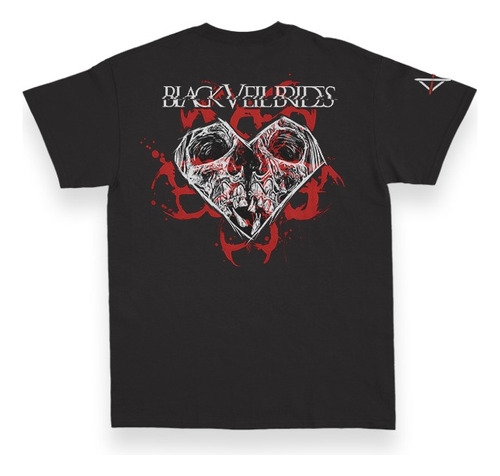 Camiseta Negra Estampada Black Veil Brides Skull Hearts