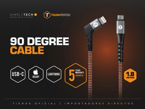 Imagen 2 de 5 de Cable Cargador Compatible iPhone - Tipo C Toughtested 1.8m