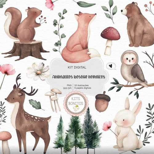 Kit Cliparts Imagenes Png Animalitos Del Bosque Nordicos