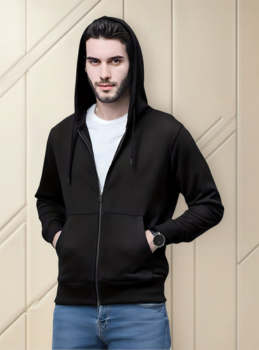 Poleron Canguro Hombre Para Estampar - Unisex Con Cierre