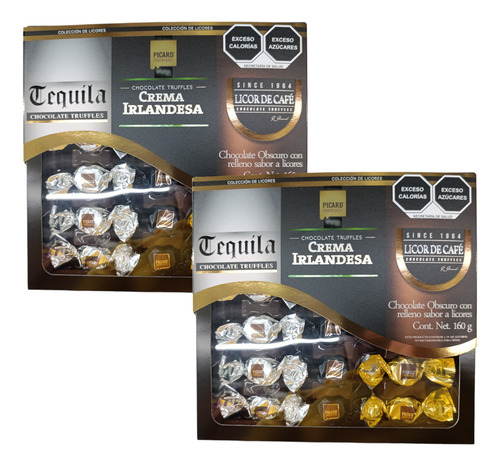 Chocolate Obscuro Relleno Sabor Licores Caja C/18 Pz Picard