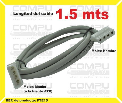 Alargue Cable Poder Molex 1.5m Ref: Fte15 Computoys Sas