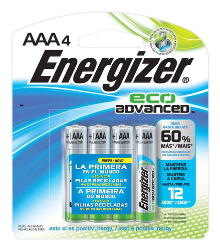 Pilha Ecologica Energizer Eco Advanced Aaa4 Alcalina De 1,5v