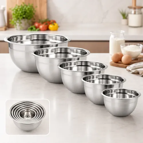 Kit 5 Tigelas Em Aço Inox  Resistentes E Versáteis 5pcs