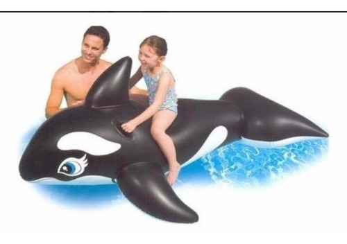 Salvavidas Ballena Negra + Pelota + Gogle Intex