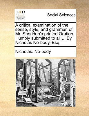 Libro A Critical Examination Of The Sense, Style, And Gra...