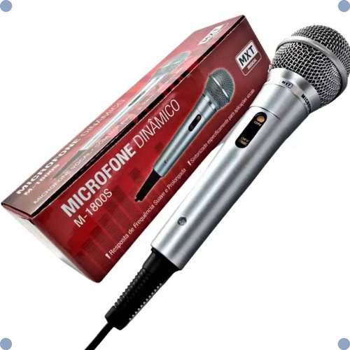 Microfone MXT Mod M1800s dinâmico cardioide prateado