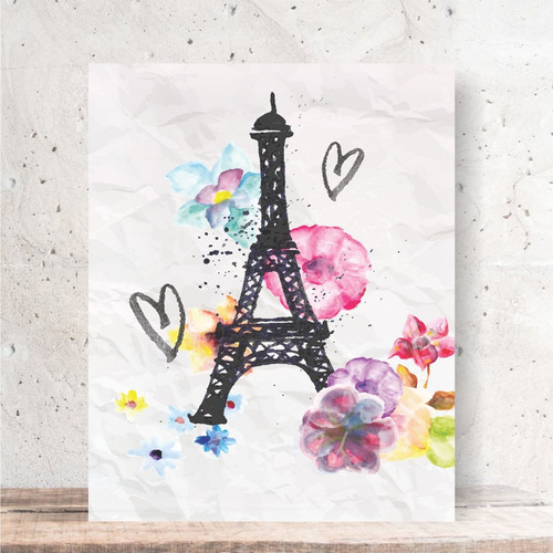 Quadro Decorativo - Torre Eiffel Aquarela
