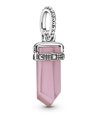 Dije Charm Pandora Amuleto De Cristal Rosado Plata Original