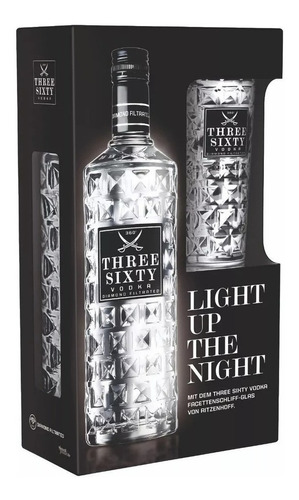 Vodka Three Sixty 360 Filtrada Botella Diamante X700 + Vaso