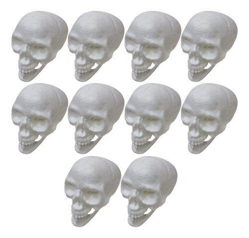 10 Cranio Caveira Esqueleto Plastico Decoração Halloween Cor Branco