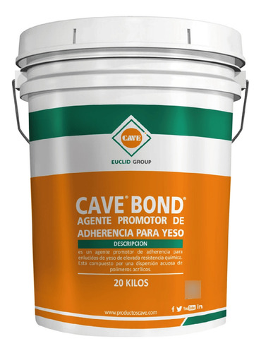 Cave Bond 20kg Promotor De Adherencia Para Yesos Euclid Chemical Cave