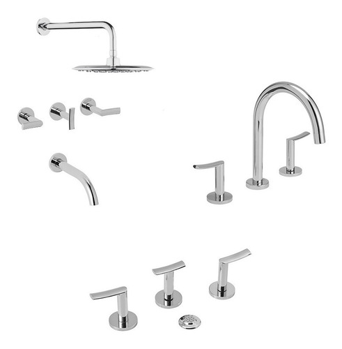 Imagen 1 de 1 de Combo Griferia Baño Piazza Mind Lavatorio Bidet Ducha