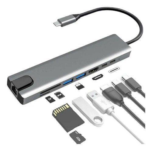 Hub Usb C Multiport Hdmi 4k / Usb3.0 / Red / Aluminio 