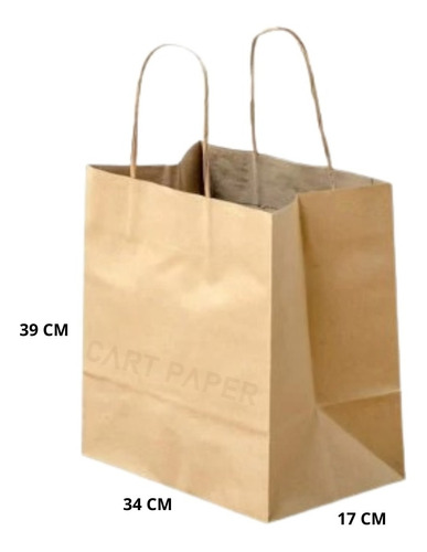 Bolsa Papel Kraft Con Manilla 34x39 /50 Unidades/ Cart Paper