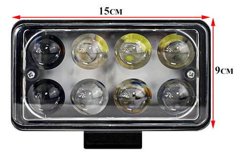 Neblinero 8 Led Con Lupa Auto Camión 9-30v 15x9cm Rectangula