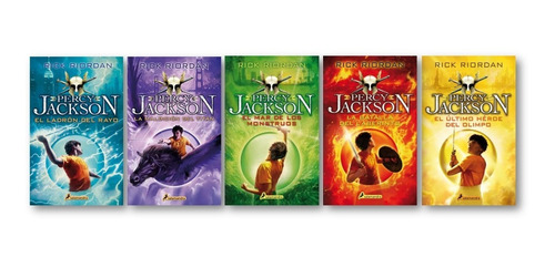 Saga Completa Percy Jackson (5 libros), de Rick Riordan. Editorial SALAMANDRA BOLSILLO, tapa blanda en español, 2021