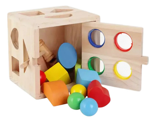 Cubo Didáctico Multi Encaje Para Martillar Juguete De Madera