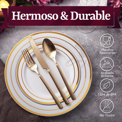 Platos Desechables Premium Elegantes , Vajilla Fiesta, 300pz