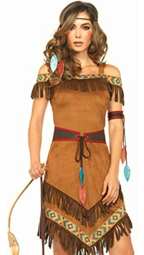 Leg Avenue Women's 4 Piece Native Princess Costume, Brown,