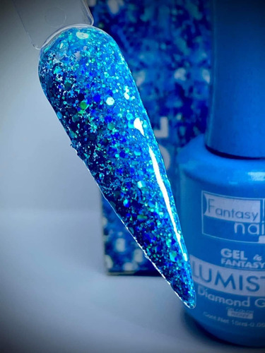 Gel Lumistik Diamond Glam 15ml , Color A , Fantasy Color Lumistik Azul