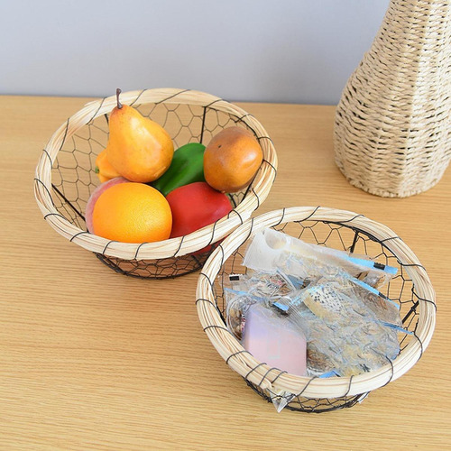 Cesta Tejida De Alambre De Hierro, Frutero 19 Cm X 8 Cm