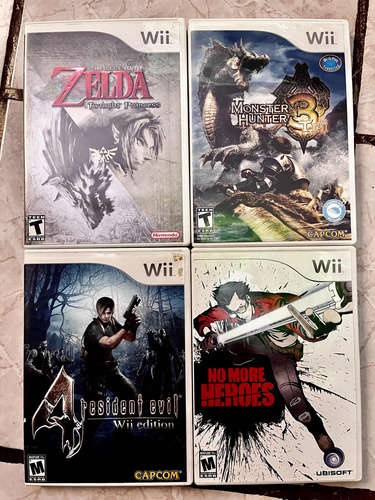 Wii Zelda Twilight Princess, No More Heroes, Resident Evil 4