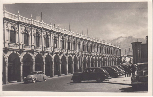 1953 Peru Postal Fotografia Real Plaza De Armas De Arequipa