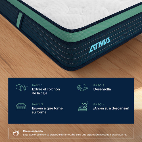 Colchón Atma One En Caja 2 Plazas 3 Capas De Espuma 20 Cm