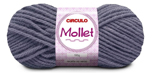 Lã Mollet Circulo 200m 100g (500 Tex) (cores Lisas) Cor 8098 - Cinza Asfalto