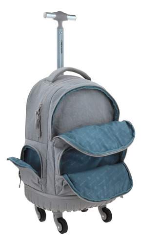 Mochila Con Ruedas Grande Chenson 1818 Zilp Para Niña Color Verde Color Gris Diseño De La Tela Liso