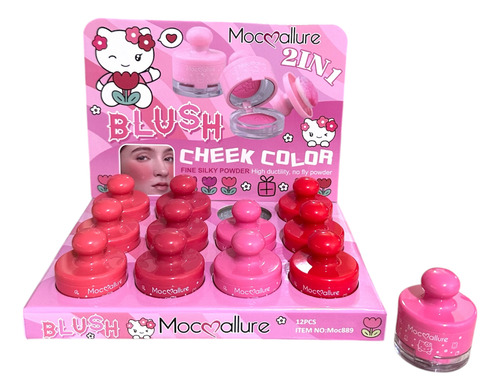 Rubor Maquillaje Colorete Hello Kitty C/espejo Y Aplicador
