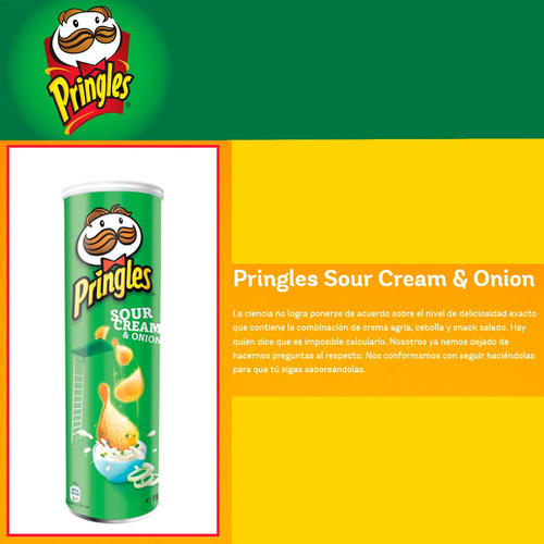 Pringles Crema Y Cebolla Papas Fritas 124gr Tubo Snacks