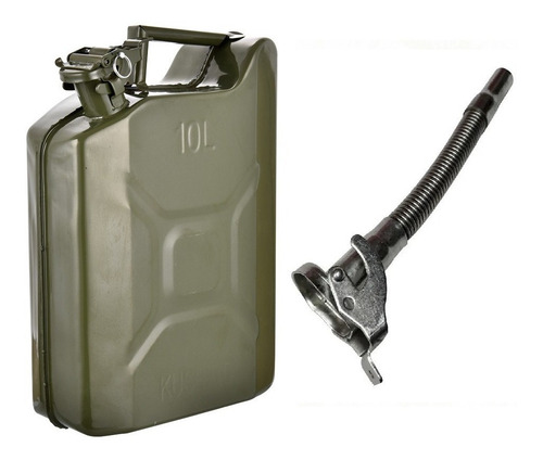 Imagen 1 de 7 de Bidon Combustible Chapa 10lt Traba + Pico Flexible Vertedor