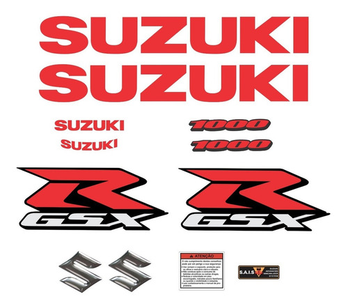 Kit Adesivo Emblema Suzuki Gsxr Srad 1000 Prata