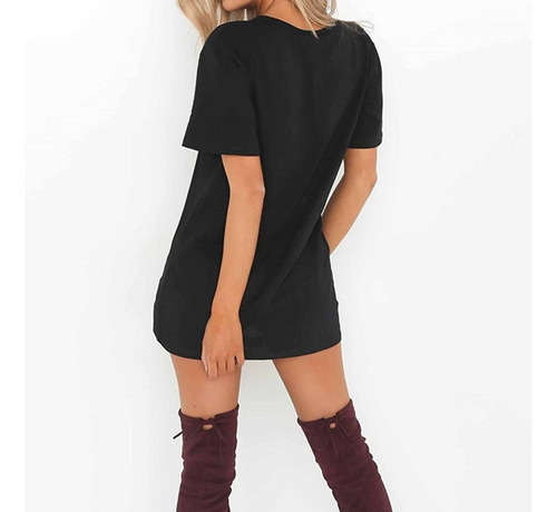 Mini Vestido Ajustado De Manga Corta Con Cuello En V Sexy