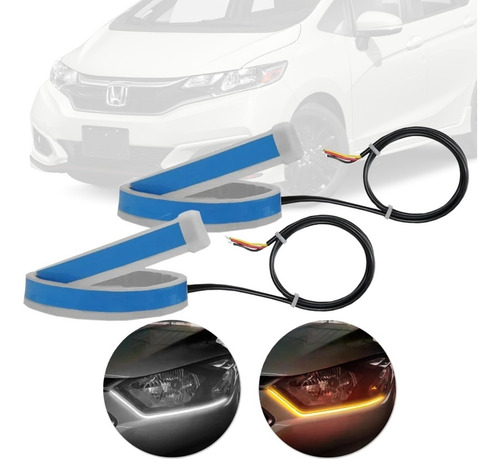 Daylight Barra Led Fita Farol Pisca Sequencial Honda Fit