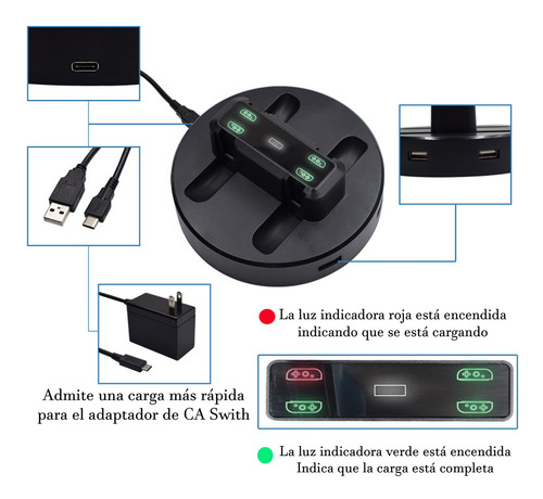Estación De Carga Para Nintendo Switch Joycon, 2 Puertos Usb